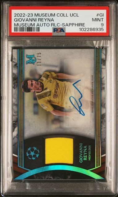 2022-23 Museum Collection UCL Giovanni Reyna Auto Relic Sapphire PSA 9 #11/75 GI