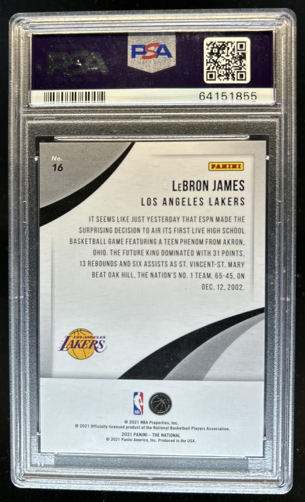 2021 Panini The National Convention LeBron James Diskettes #/25 Lakers PSA 9 view 2