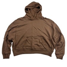 American Eagle Brown Cropped Hooded Sweatshirt Long Sleeve Pocket Sz M