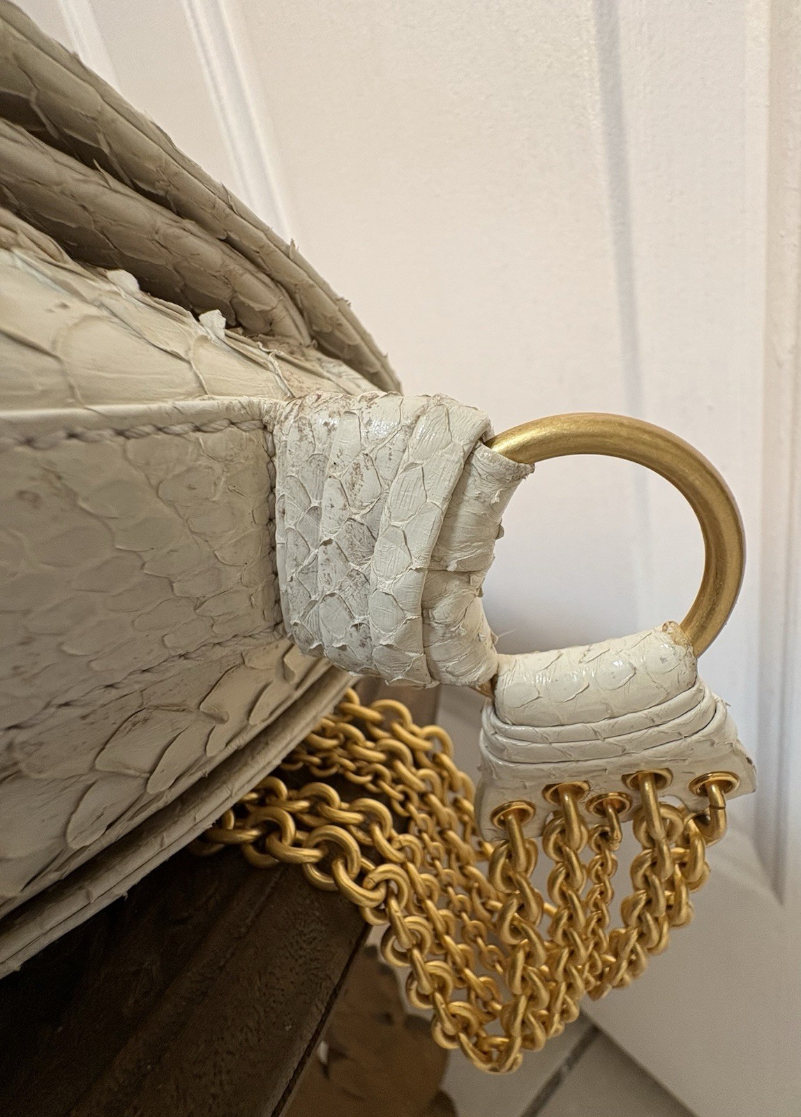 Bottega Veneta Cream Python Shoulder Bag Handbag Authenticated — image 13