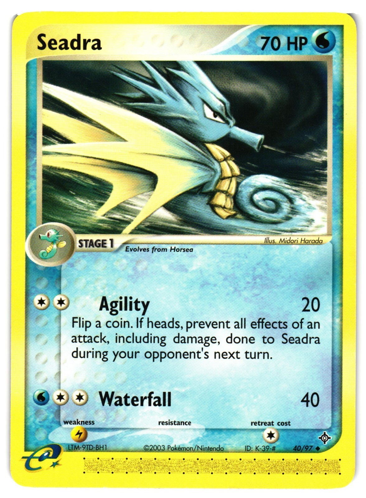 Pokemon TCG Seadra 40/97 EX Dragon Uncommon LP