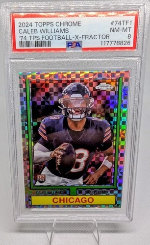 2024 Topps Chrome '74 Topps Football Caleb Williams #74TF1 X-Fractor (RC) PSA 8
