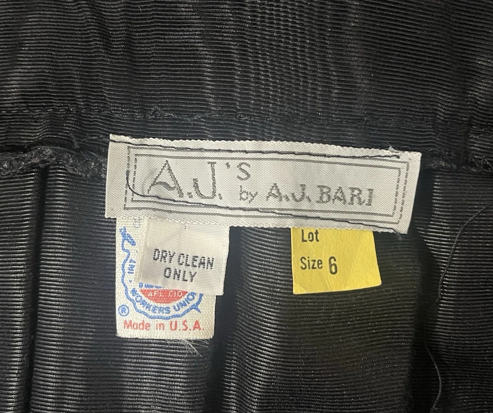 VTG 1950’s A.J. Bari Victorian Gothic Black Pleated Taffeta Midi Skirt Women’s 4 - Image 3 of 4