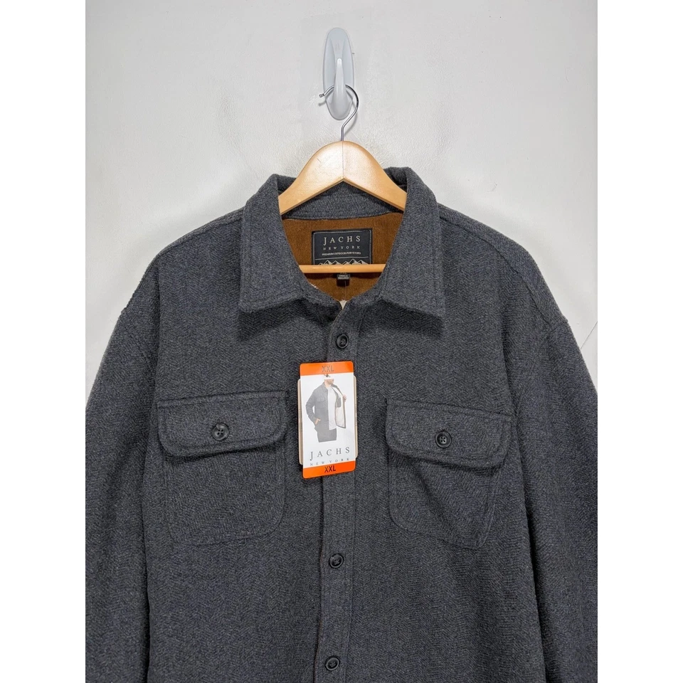 Jachs New York Sherpa Lined Shirt Jacket Shacket Men 2XL Gray Heavyweight NWT - Image 4 of 4