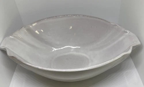 Vintage Frankoma Pottery #201 White  Serving Shell Bowl 9 1/2"