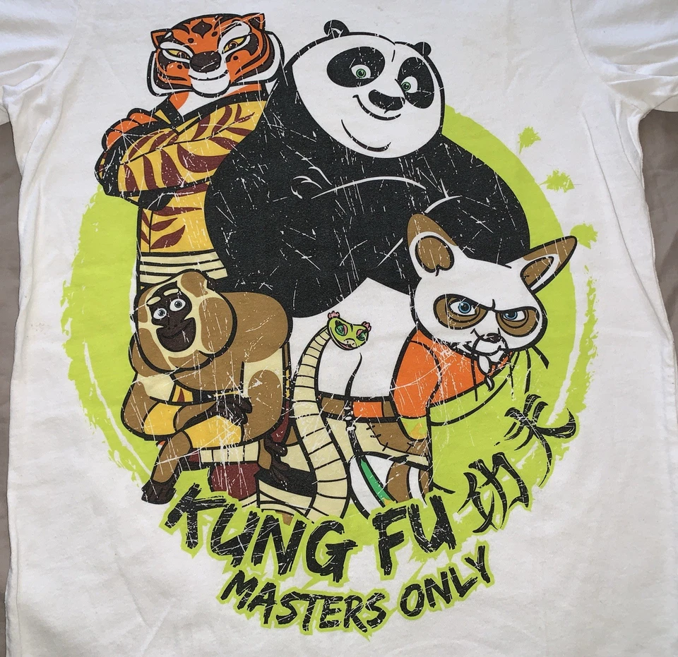 Kung Fu Masters Only Kung Fu Panda 3 Yourh Med DreamWorks white T shirt 17 x 23 - Image 3 of 4