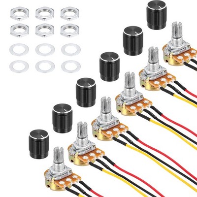 6x WH148 Potentiometer B10K Ohm 3 Anschl. Linear 20cm JST-XH2.54 Drehknopf Audio