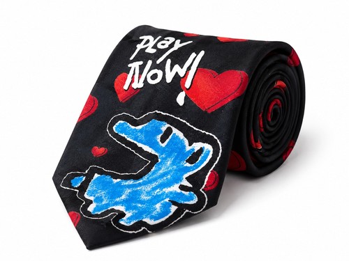 Vintage 1997 Tamagotchi Play Now Necktie Bandai Hearts Novelty Tie