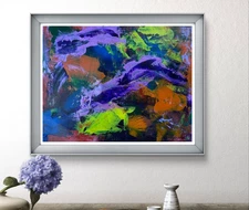 Original Art "Under the Sea" 11x14 Canvas Expressionism Abstract Design Home Art