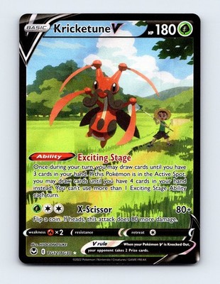 NM Kricketune V TG12/TG30 Silver Tempest Trainer Gallery Ultra Rare Pokemon Karte