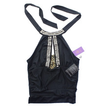 NWT / Boston Proper AMITA NAITHANI Black HALTER TOP Tankini SWIM SUIT - M
