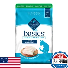 Blue Buffalo Basics Grain-Free Dry Cat Food, Skin & Stomach, Limited Ingredient,