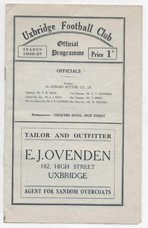1936/37 Middlesex Senior Cup 1st Round UXBRIDGE v. WEALDSTONE