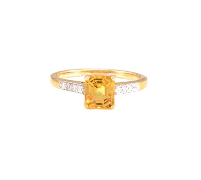 1,72 Karat Natürlicher Saphir & Diamanten Verlobungsring 14k Gelbgold - Bild 1 von 4