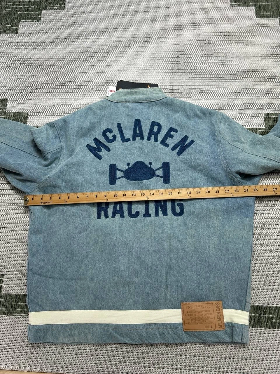 Levi's x McLaren Racing Jacket Mens Large Blue Cotton Denim Full Zip Bomber New image 9