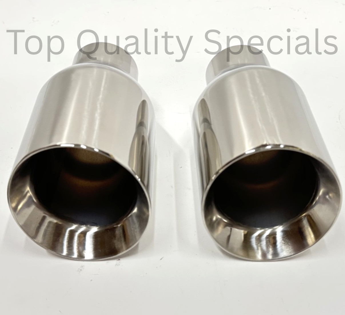 2" In Dual Wall 4" Out 7" Long Slant Cut Tip Stainless Steel Exhaust Tips PAIR