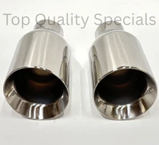 2" In Dual Wall 4" Out 7" Long Slant Cut Tip Stainless Steel Exhaust Tips PAIR