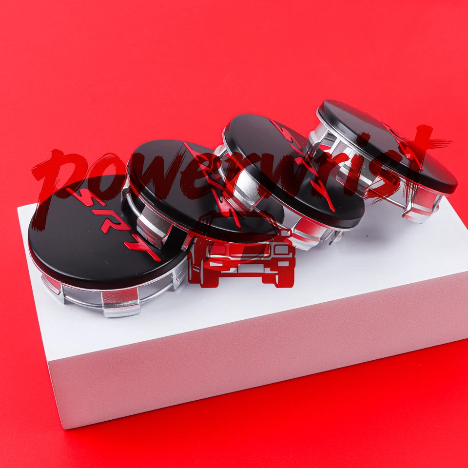 Set of 4 SRT Wheel Center Hub Caps Rim Cover For 2011-2023 Grand-Cherokee Black - Изображение 3 из 4