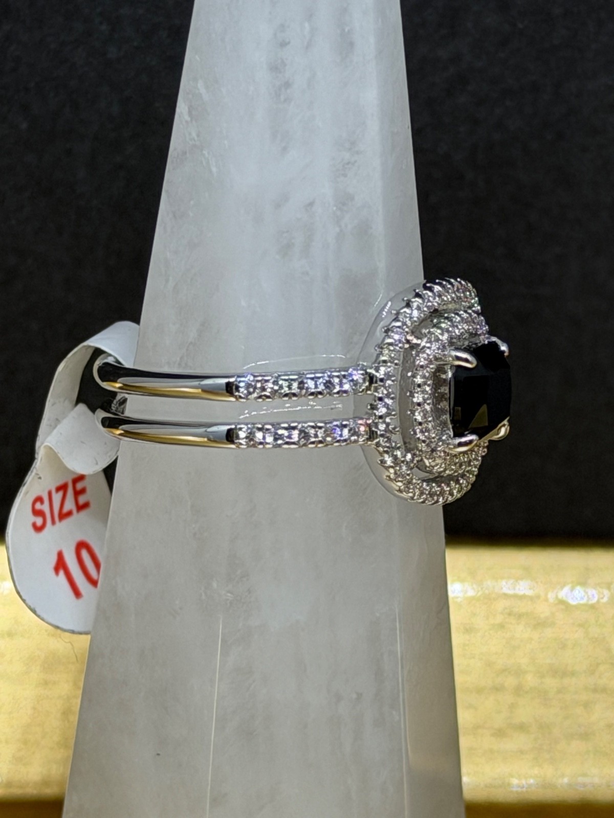 Bomb Party Ring Sz 10 "She's A Stunner" Black Onyx CZ on Rhodium - second product detail image