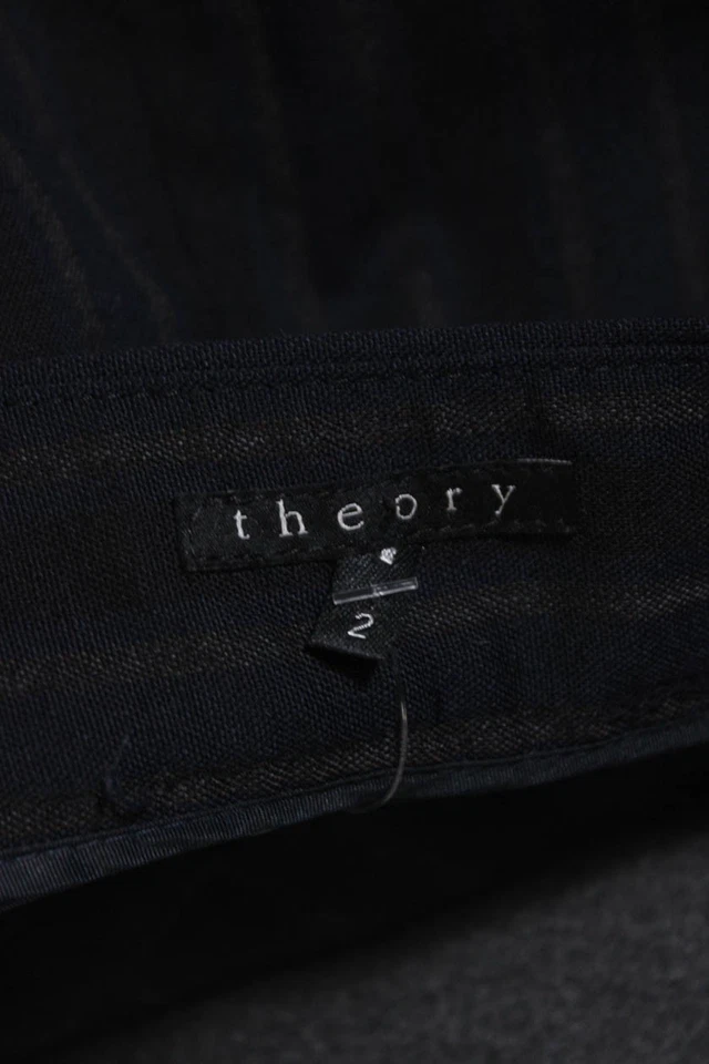 Theory Women's Button Closure A-Line Mini Unlined Stripe Skirt Size 2 - Image 4 of 4