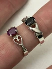 Vintage 925 Sterling Silver Natural Ruby Sapphire X Heart Ring Lot Sz9, 7.25g