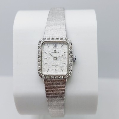 Dugena Diamant Quartz CAL3N20 Damen Armbanduhr mit klaren Zirkonia Stein Vintage