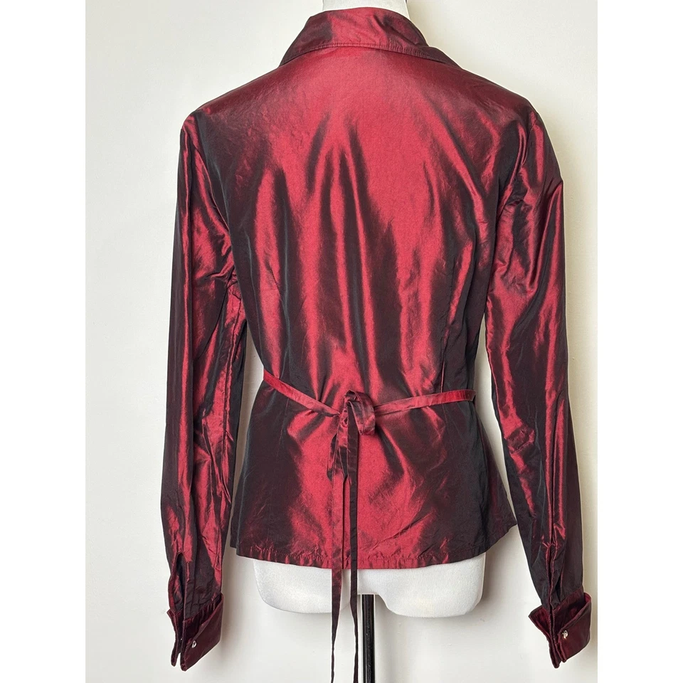 ETCETERA 女式丝绸裹身衬衫 12 码正装派对假日 Glam — 第 2/4 张图片