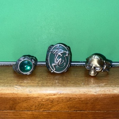 Disney Jack Sparrow 3 Pc Ring Set - Pirates Of The Caribbean Costume Skull