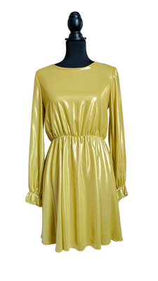 Paolo Casalini Metallic Gold Mini Dress NWT Long Sleeve Shimmer Italy Size  M | eBay