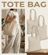 10 x 100% COTTON SHOPPING PLAIN BAGS ECO FRIENDLY TOTE SHOULDER SHOPPER HANDBAG