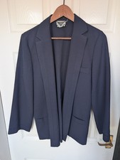 Vintage Jacques Vert Navy Blue Wool Blend Blazer &ndash; Made in England Size 10