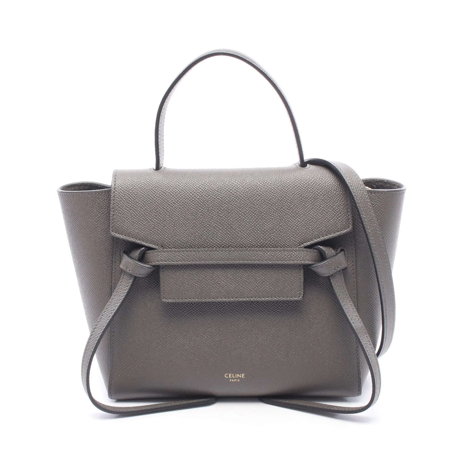 Celine BELT BAG NANO 2WAY Handbag Gray Leather #RCB13760