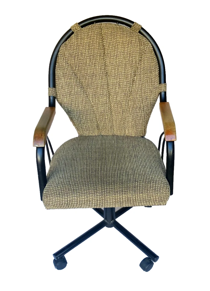 VINTAGE MID CENTURY DOUGLAS FURNITURE OAK & METAL SWIVEL CASTER CHAIR - NICE!! - Image 2 of 3