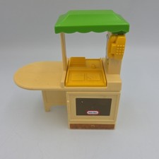 Vintage Little Tikes Market Stand Kitchen Playset Green Roof Yellow Sink