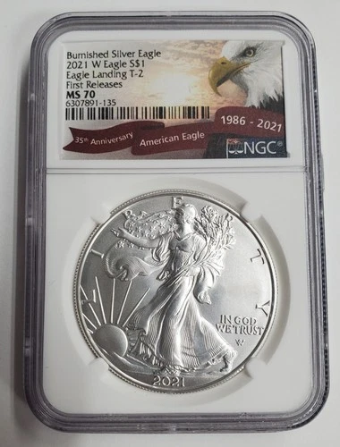 2021-W Burnished American Silver Eagle T2 NGC MS70 First Releases