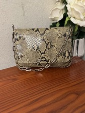 Nine West evening bag Snake Print Genuine Leather Bag Silver Chain Handle