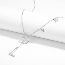 Love Lariat Necklace 18k White Gold Plated 21
