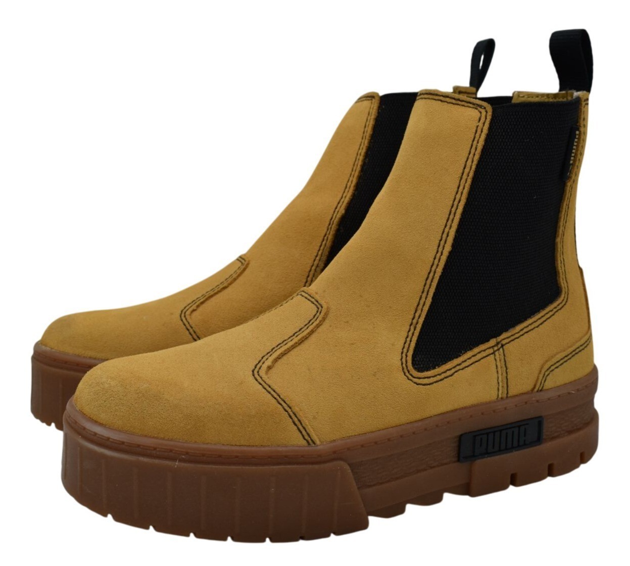 Puma Womens 7.5 Mayze Suede Brown Taffy Tan Platform Chelsea Boots Shoes