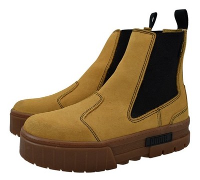 Puma Womens 7.5 Mayze Suede Brown Taffy Tan Platform Chelsea Boots Shoes