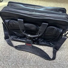 Tumi Alpha Black Leather Laptop Briefcase Exp...