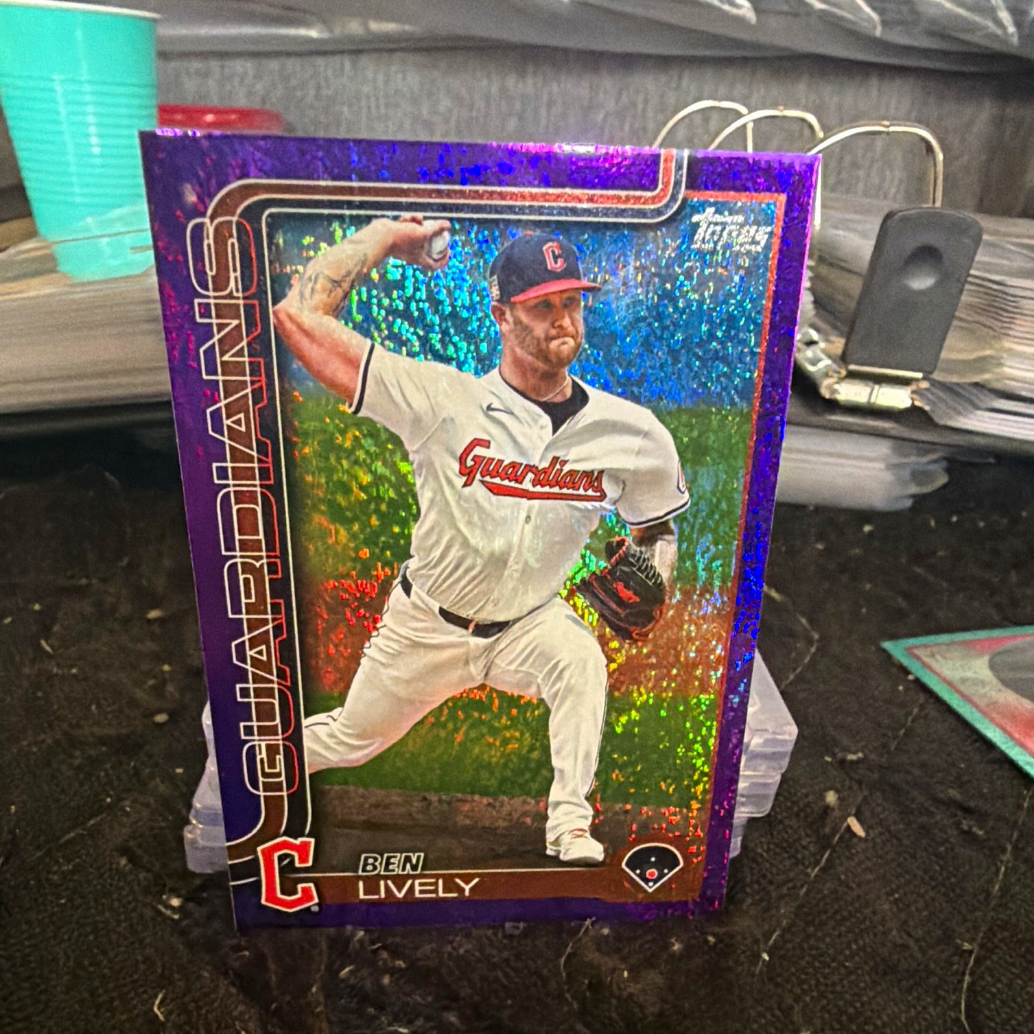 Topps 2025 Series 2 Ben Lively Cleveland Guardians #532 Purple Foilboard /250