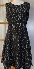 Y2K Tommy Hilfiger Floral Lace Skaters Dress 16 Black Metallic Silver Goth Party
