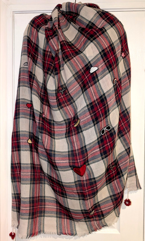 Viligallo Scarf Plaid Embroiderd Shawl Wrap Poncho Throw Blanket Light Tartan NR