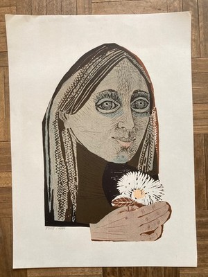Lino print by Gladys Afamado, 1972 - Club de Grabado de Montevideo, Uruguay