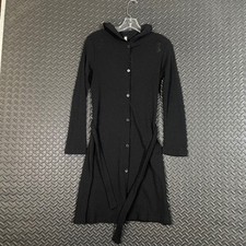 Vintage Forever 21 Black Button Up Midi Hooded Belt Long Sleeve Dress Women's M