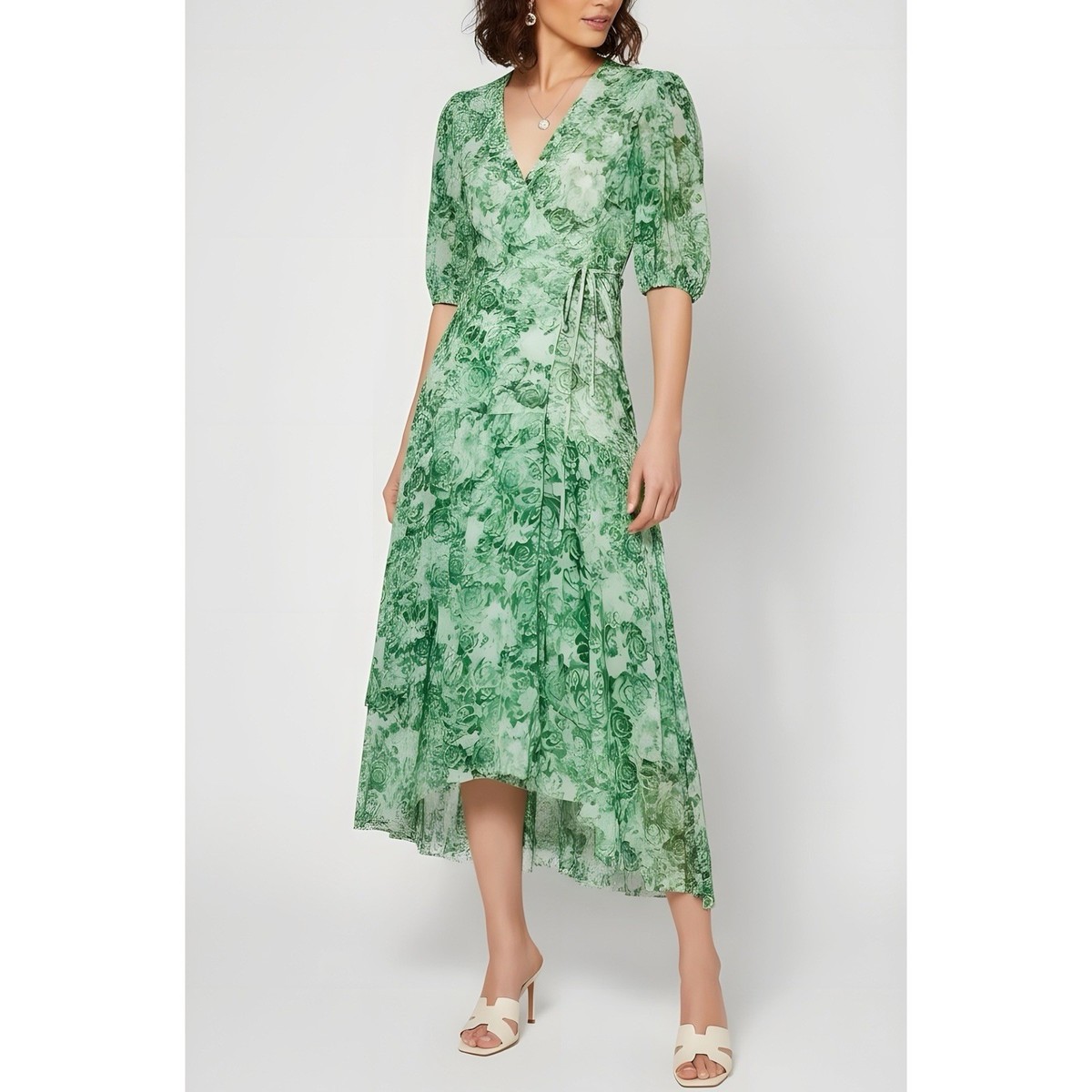 cocktail dress with long sleeves Adrianna Papell Off-shoulder Rosette Sleeve Cocktail Dress main image 0