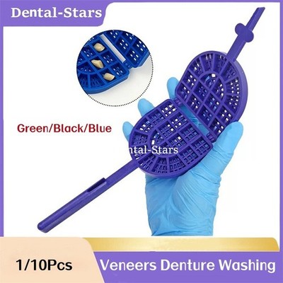 Dental Tooth Veneers Denture Washing Sieve Racket Porcelain Teeth Cleaning Tray