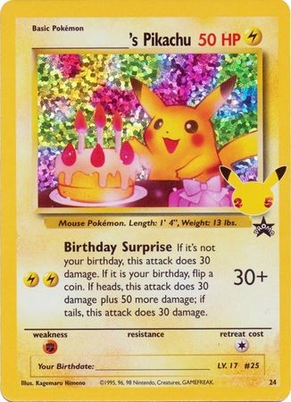 Birthday Pikachu - 24 - Pokemon Celebrations Classic Collection Holo Card NM