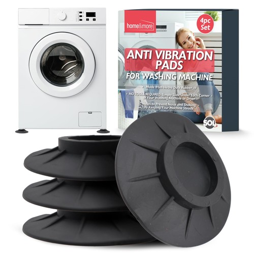 SOL 4pk Anti-Vibration Pads for Washing Machines, Non-Slip Heavy-Duty Rubber
