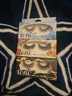 Lot Of 3 Ioni Mink Lashes Wispy Dramatic, Wispy Natural & Natural Doll New W/box